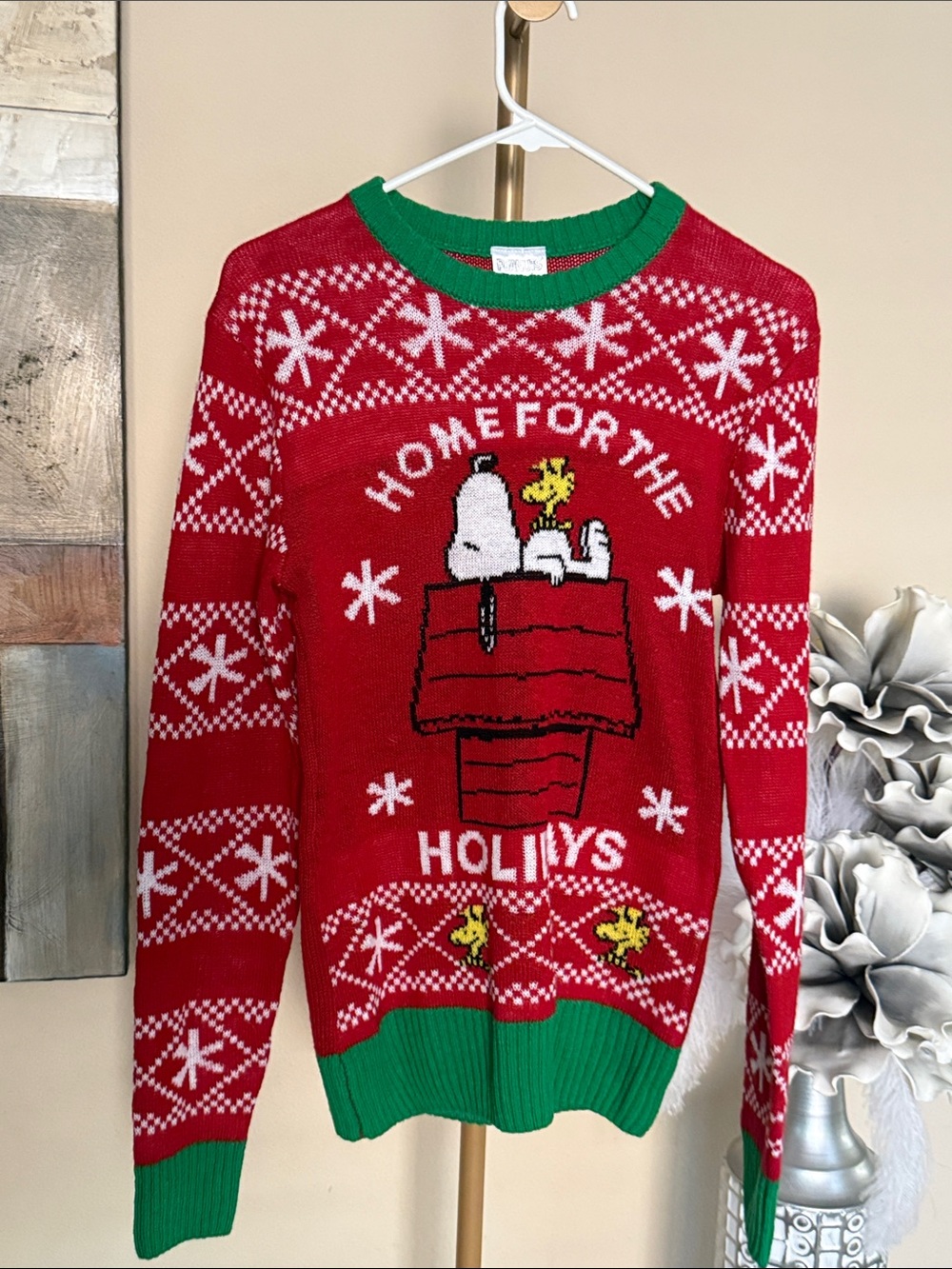 Peanuts Red & Green Snoopy 'Home for the Holidays' Sweater
